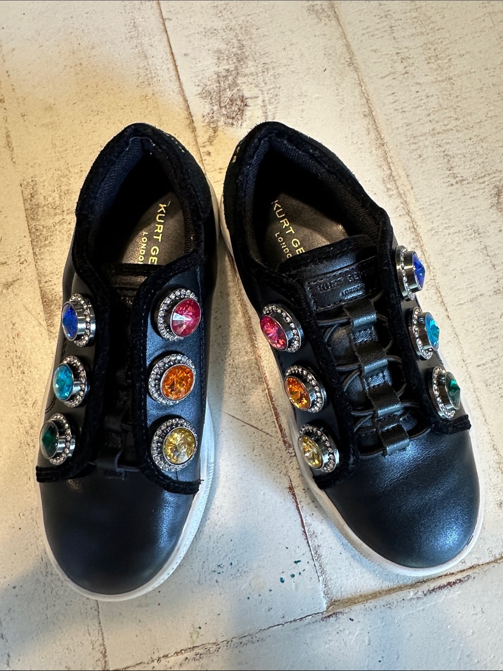 Kurt Geiger Kids Black Sneakers with Multicolored Jewel Accents